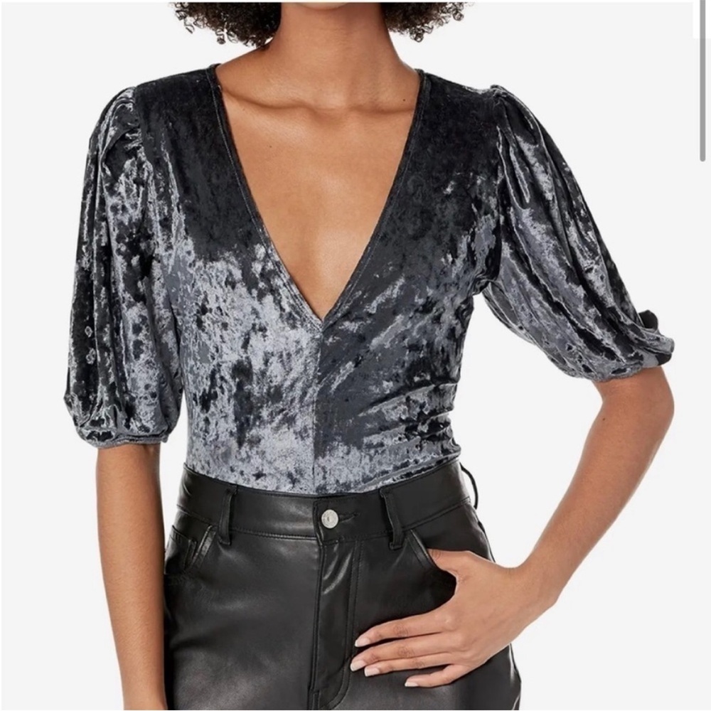 Free People Don’t You Wish Velvet Bodysuit Sunflower Seed Medium M